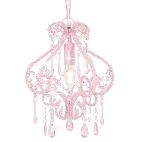 Stropna svjetiljka s perlama ružičasta okrugla E14