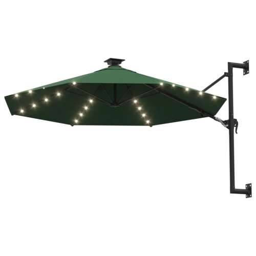 Zidni vrtni suncobran s LED svjetlima 300 cm zeleni - Zelena 1 Cijena