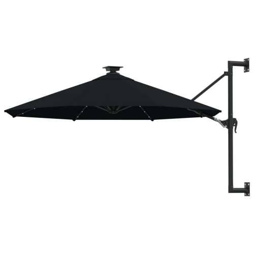 Zidni vrtni suncobran s LED svjetlima 300 cm crni - Crna 1 Cijena