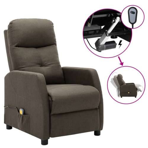 Električna masažna fotelja od tkanine smeđe-siva