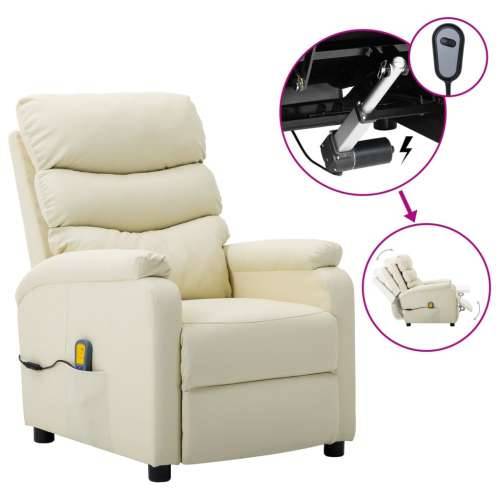 Električna masažna fotelja od umjetne kože krem Cijena