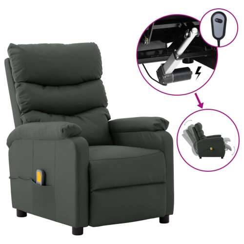 Električna masažna fotelja od umjetne kože siva Cijena