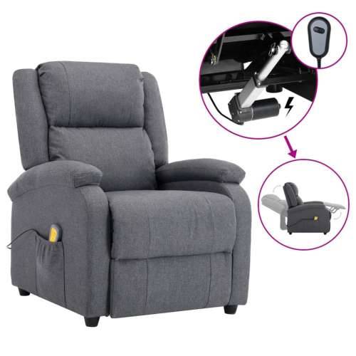 Električna masažna fotelja od tkanine tamnosiva Cijena