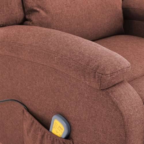 Električna masažna fotelja od tkanine smeđa Cijena