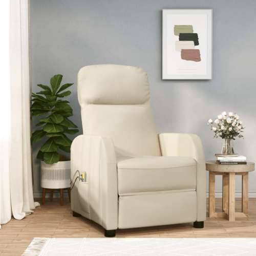 Električna masažna fotelja od umjetne kože krem bijela Cijena