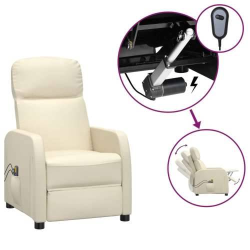 Električna masažna fotelja od umjetne kože krem bijela Cijena