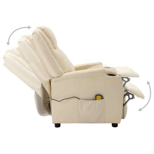 Električni masažni naslonjač od umjetne kože krem bijeli Cijena