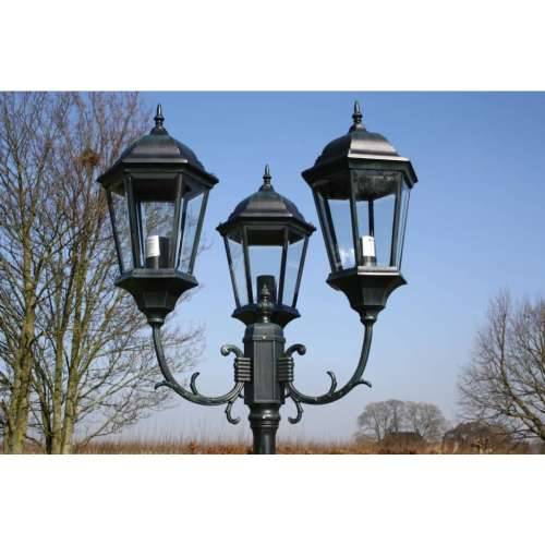Vrtna stupna svjetiljka 3-lanterne 230 cm tamno zelena/crna Cijena