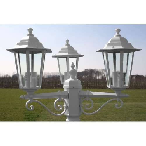 Vrtna stupna svjetiljka 3-lanterne 215 cm bijela Cijena