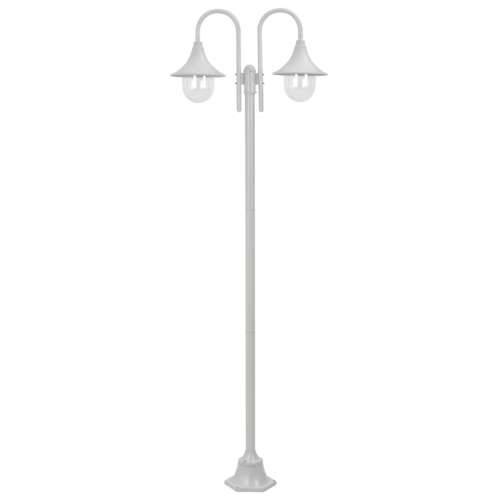 Vrtna dvostruka stupna svjetiljka od aluminija E27 220 cm bijela