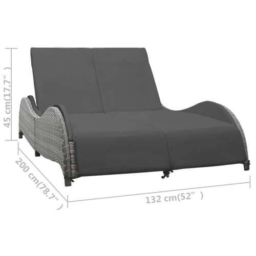 Dvostruka ležaljka za sunčanje s jastukom poliratan antracit - 200 x 132 x 45 cm Cijena