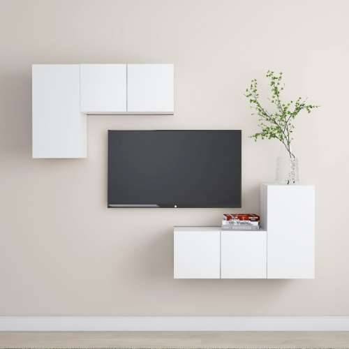 4-dijelni set TV ormarića bijeli od konstruiranog drva - Bijela 4 60 cm Cijena