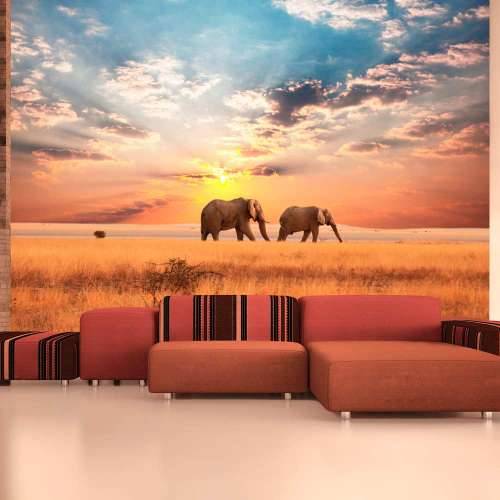 Foto tapeta - African savanna elephants 200x154 Cijena