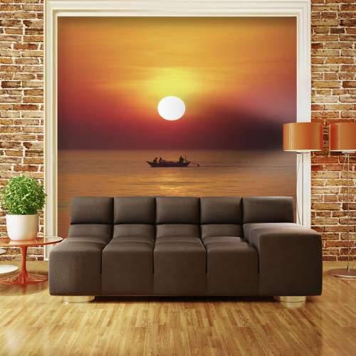 Foto tapeta - Sunset with fishing boat 250x193