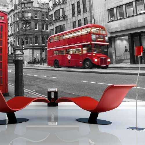 Foto tapeta - Red bus and phone box in London 200x154