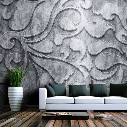Foto tapeta - Silver background with floral pattern 200x154 Cijena