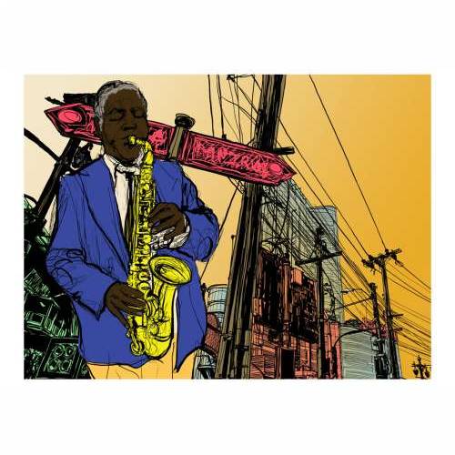 Foto tapeta - Saxophonist in New York 200x154 Cijena