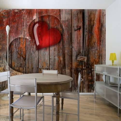 Foto tapeta - Heart on wooden background 350x270