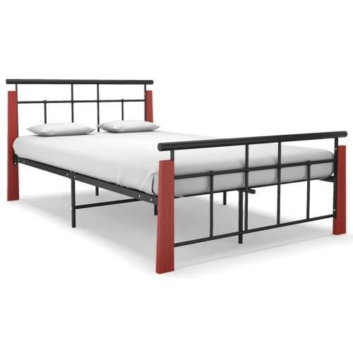 Okvir za krevet od metala i masivne hrastovine 120 x 200 cm  - Tamno smeđa 120 x 200 cm Cijena