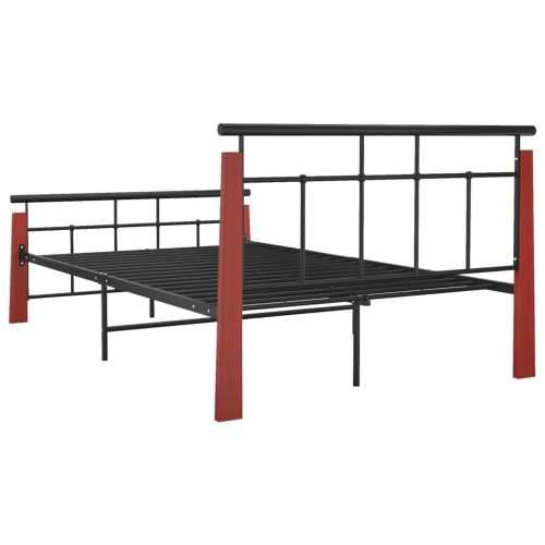 Okvir za krevet od metala i masivne hrastovine 120 x 200 cm  - Tamno smeđa 120 x 200 cm Cijena