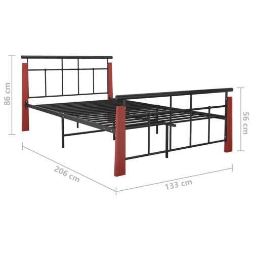 Okvir za krevet od metala i masivne hrastovine 120 x 200 cm  - Tamno smeđa 120 x 200 cm Cijena