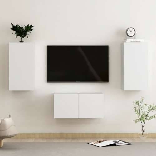 3-dijelni set TV ormarića bijeli od konstruiranog drva - Bijela 3 60 cm Cijena