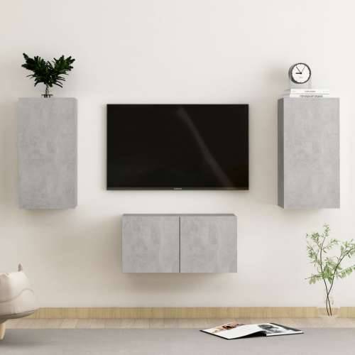 3-dijelni set TV ormarića siva boja betona konstruirano drvo - Beton siva 3 60 cm Cijena