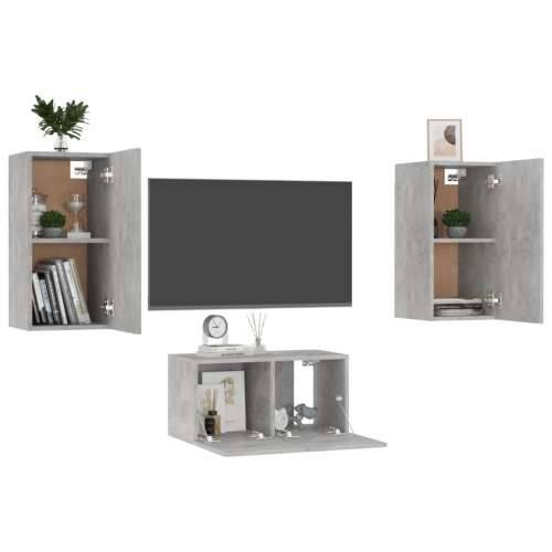 3-dijelni set TV ormarića siva boja betona konstruirano drvo - Beton siva 3 60 cm Cijena