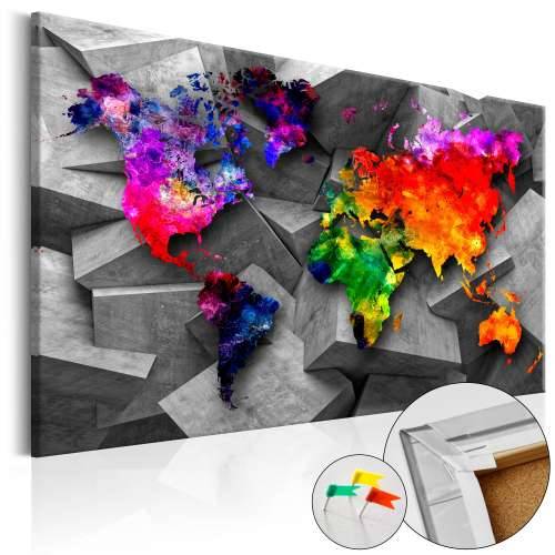 Slika na plutenoj podlozi - Cubic World [Cork Map] 90x60 Cijena