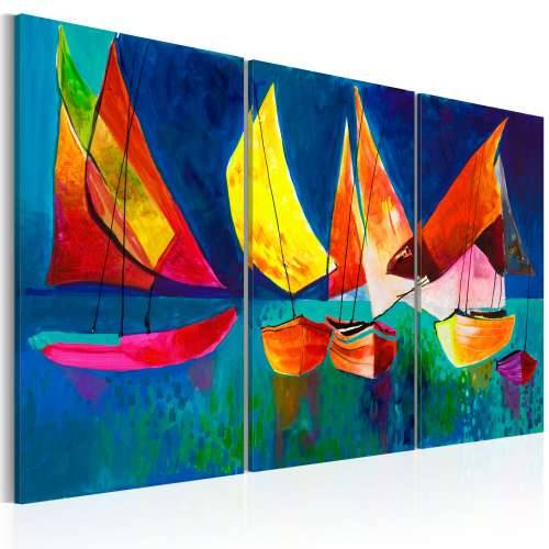 Ručno slikana slika - Colourful sailboats 120x80 Cijena