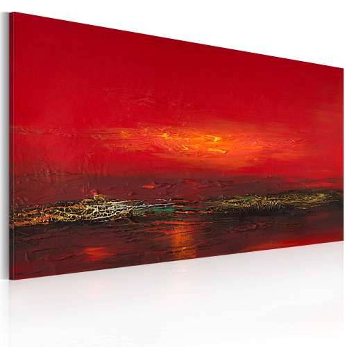 Ručno slikana slika - Red sunset over the sea 120x60