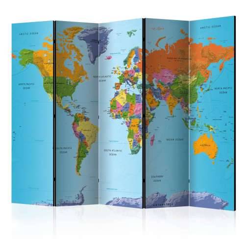Paravan u 5 dijelova - Colourful Geography [Room Dividers] 225x172 Cijena