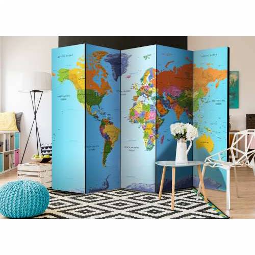 Paravan u 5 dijelova - Colourful Geography [Room Dividers] 225x172 Cijena