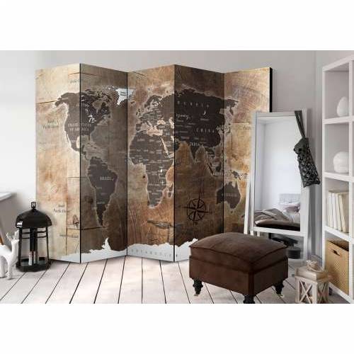 Paravan u 5 dijelova - Room divider – Map on the wood 225x172 Cijena