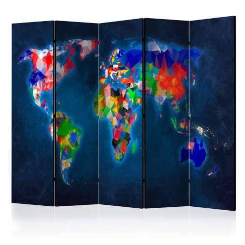 Paravan u 5 dijelova - Room divider – Colorful map 225x172 Cijena