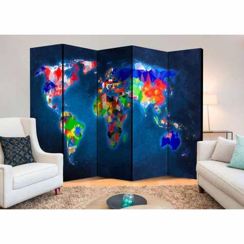 Paravan u 5 dijelova - Room divider – Colorful map 225x172 Cijena