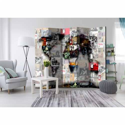 Paravan u 5 dijelova - Room divider – World map – Banksy 225x172 Cijena