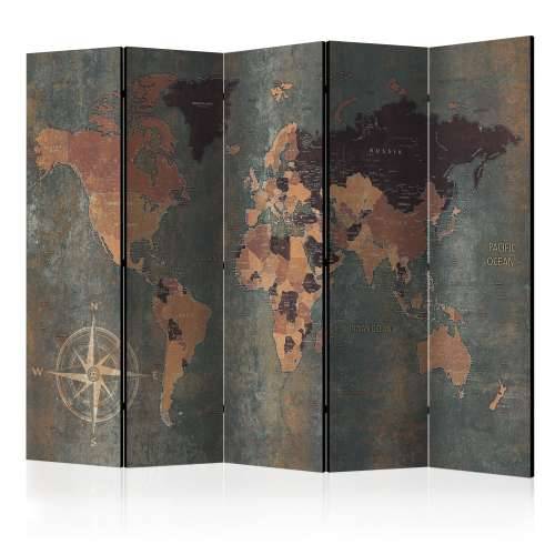 Paravan u 5 dijelova - Room divider – Map in browns and greys 225x172 Cijena