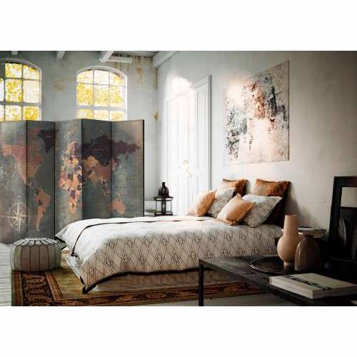Paravan u 5 dijelova - Room divider – Map in browns and greys 225x172 Cijena