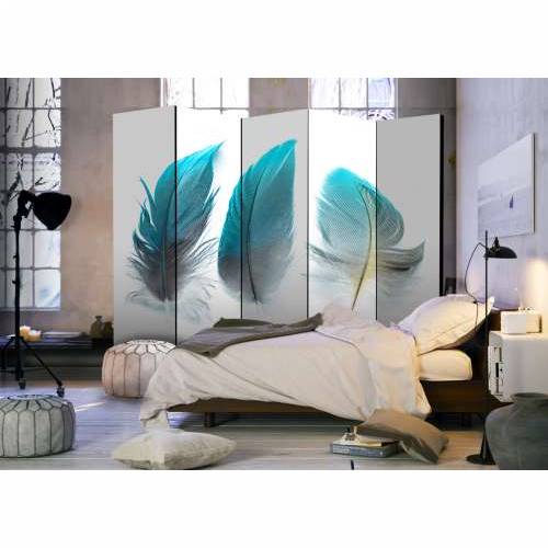Paravan u 5 dijelova - Blue Feathers II [Room Dividers] 225x172 Cijena