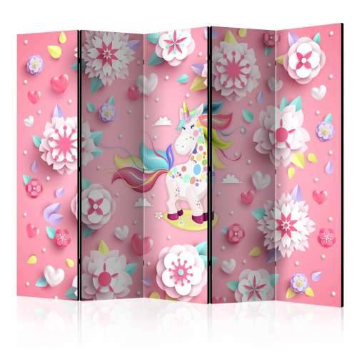 Paravan u 5 dijelova - Unicorn on Flowerbed II [Room Dividers] 225x172 Cijena