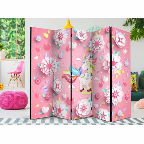 Paravan u 5 dijelova - Unicorn on Flowerbed II [Room Dividers] 225x172 Cijena