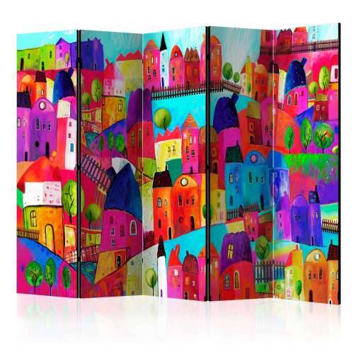Paravan u 5 dijelova - Rainbow-hued town II [Room Dividers] 225x172 Cijena