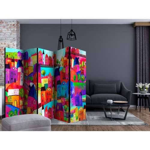 Paravan u 5 dijelova - Rainbow-hued town II [Room Dividers] 225x172 Cijena