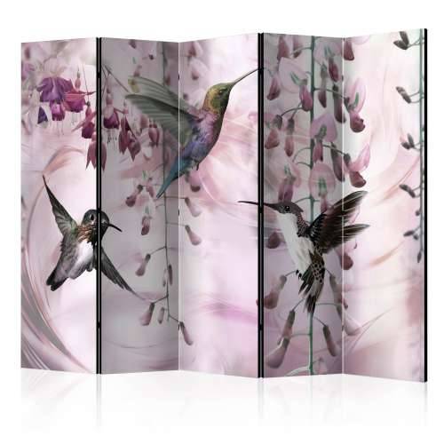 Paravan u 5 dijelova - Flying Hummingbirds (Pink) II [Room Dividers] 225x172 Cijena