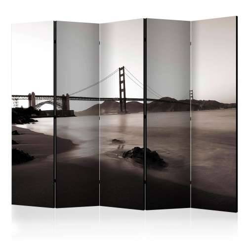 Paravan u 5 dijelova - San Francisco: Golden Gate Bridge in black and white II [Room Dividers] 225x172 Cijena