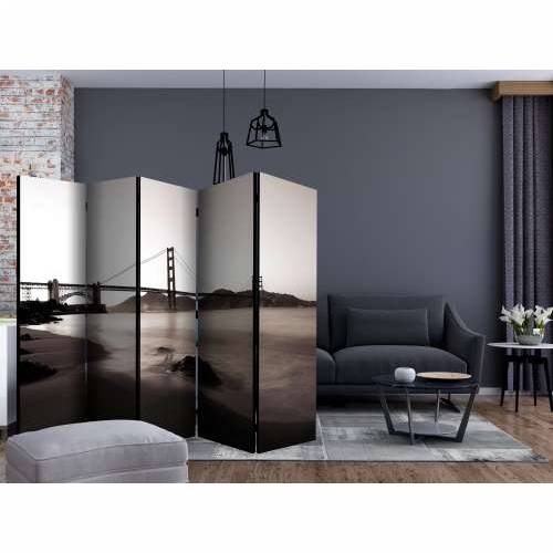 Paravan u 5 dijelova - San Francisco: Golden Gate Bridge in black and white II [Room Dividers] 225x172 Cijena