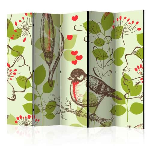 Paravan u 5 dijelova - Bird and lilies vintage pattern II [Room Dividers] 225x172 Cijena