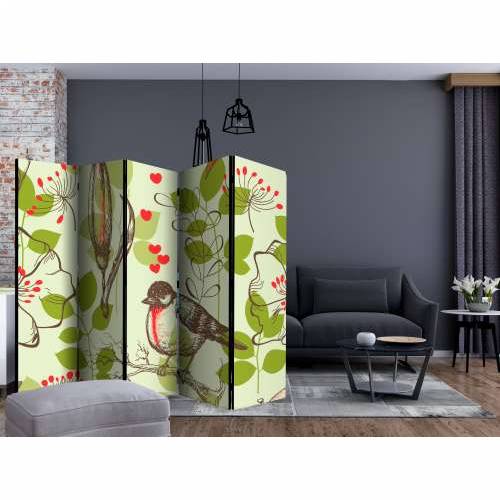 Paravan u 5 dijelova - Bird and lilies vintage pattern II [Room Dividers] 225x172 Cijena