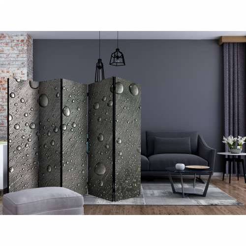 Paravan u 5 dijelova - Steel surface with water drops II [Room Dividers] 225x172 Cijena